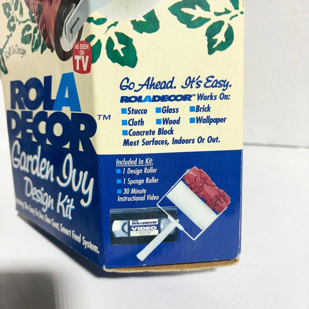 Vintage Garden Ivy Design Pattern Paint Roller Kit 1998 Emson Rola Decor SEALED